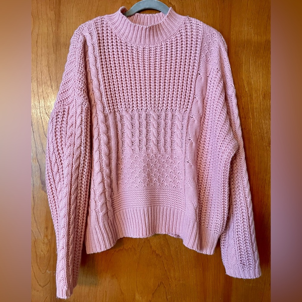 Cable knit sweater - blush pink